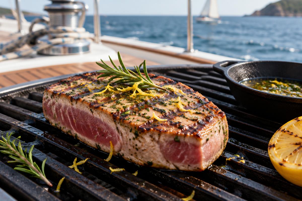 Thunfisch-Steak mit Zitrone